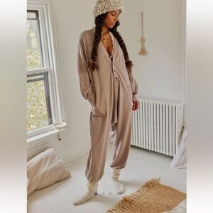 Free People Cozy Tan Jumpsuit
